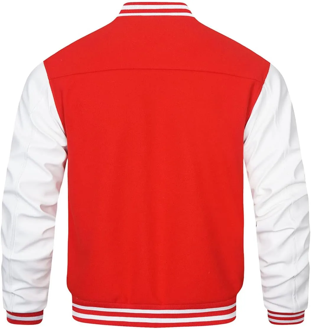 HOOD CREW Mens Varsity Jackets Faux Leather Sleeve Letterman Boys College Baseball Jacket