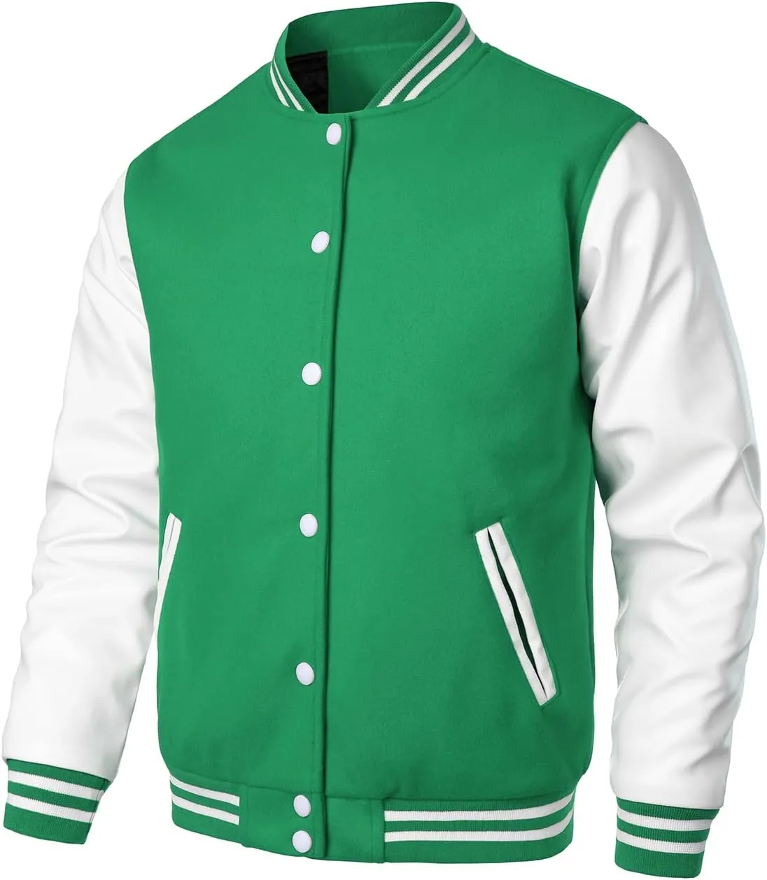 HOOD CREW Mens Varsity Jackets Faux Leather Sleeve Letterman Boys College Baseball Jacket