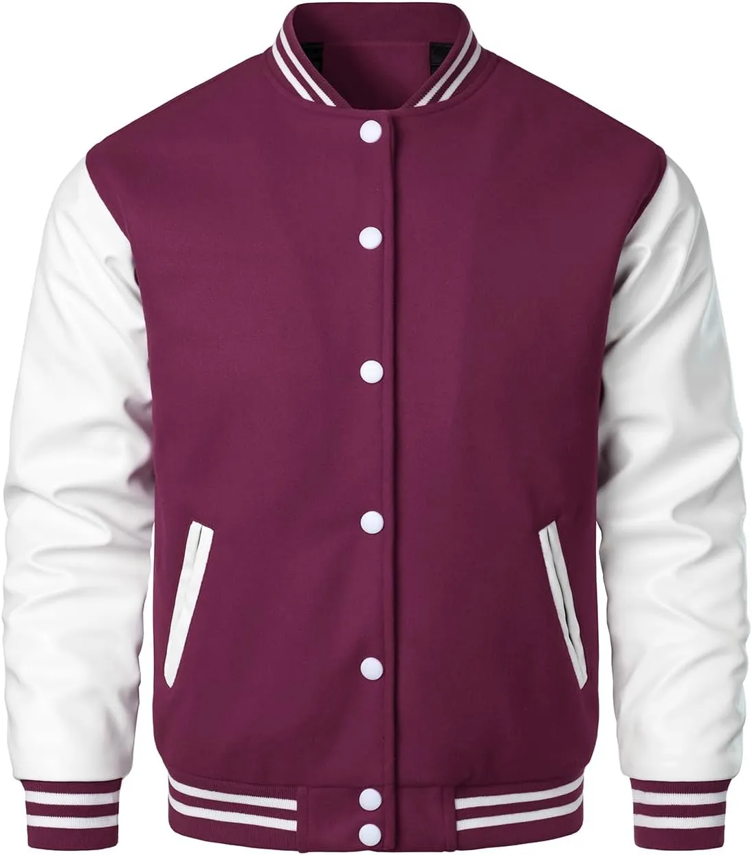 HOOD CREW Mens Varsity Jackets Faux Leather Sleeve Letterman Boys College Baseball Jacket