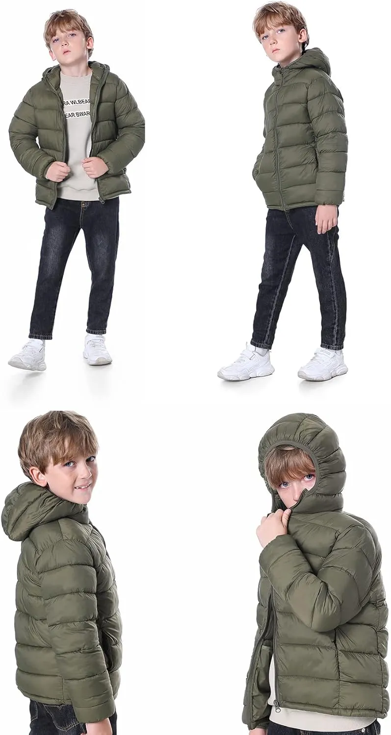 Hooded Puffer Jackets for Boys and Girls  Lightweight and Packable  Autumn and Winter Coat, Warm and Comfy