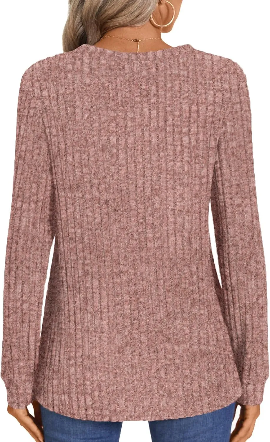 HOTGIFT Sweaters for Womens Winter Long Sleeve V Neck Shirts Casual Loose Fall Fashion Pullover Clothes
