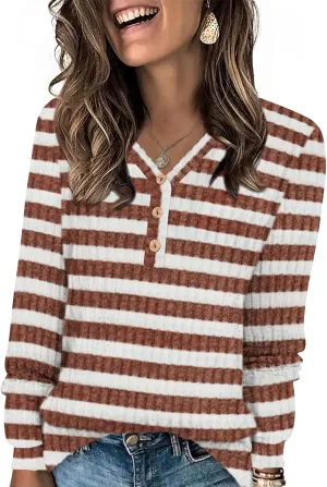 HOTGIFT Sweaters for Womens Winter Long Sleeve V Neck Shirts Casual Loose Fall Fashion Pullover Clothes