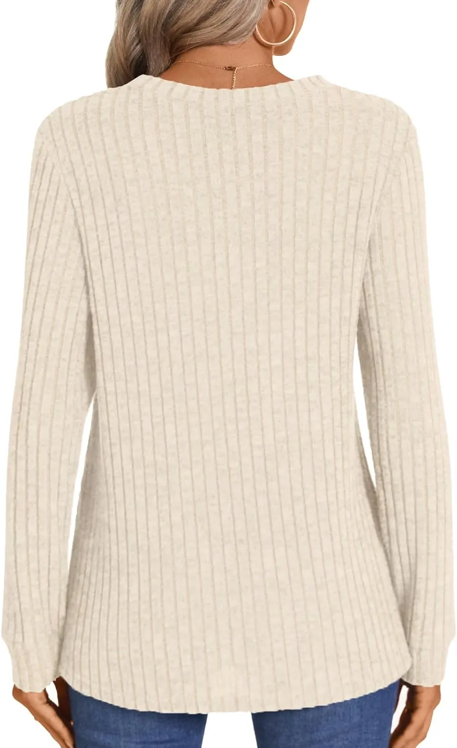 HOTGIFT Sweaters for Womens Winter Long Sleeve V Neck Shirts Casual Loose Fall Fashion Pullover Clothes