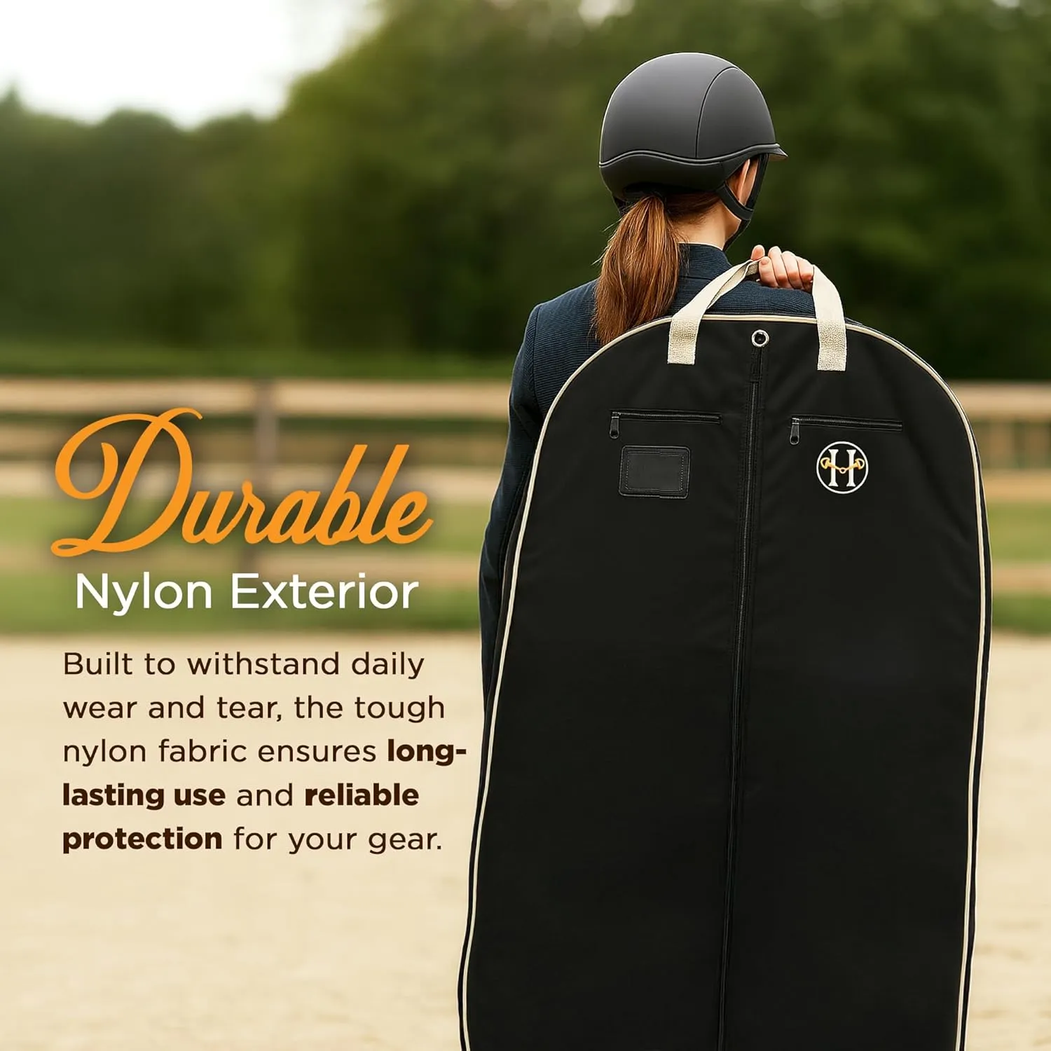 Huntley Equestrian 02193 Deluxe Travel Carry On Garment Bag Zipper Closure Cover Travel Business Beautiful Finish To Traveling Equestrian Bag Collection - Black