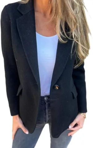 IDEALSANXUN Wool Blazer for Women Fall Winter Wool Coat Peaoat Jacket Cropped Trench Coat