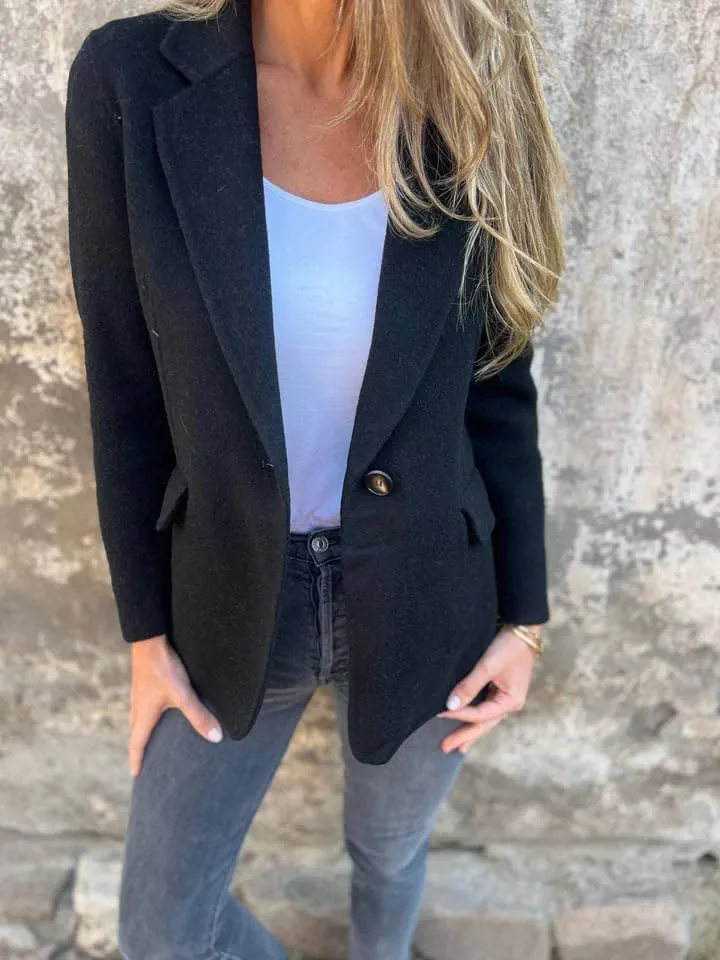 IDEALSANXUN Wool Blazer for Women Fall Winter Wool Coat Peaoat Jacket Cropped Trench Coat