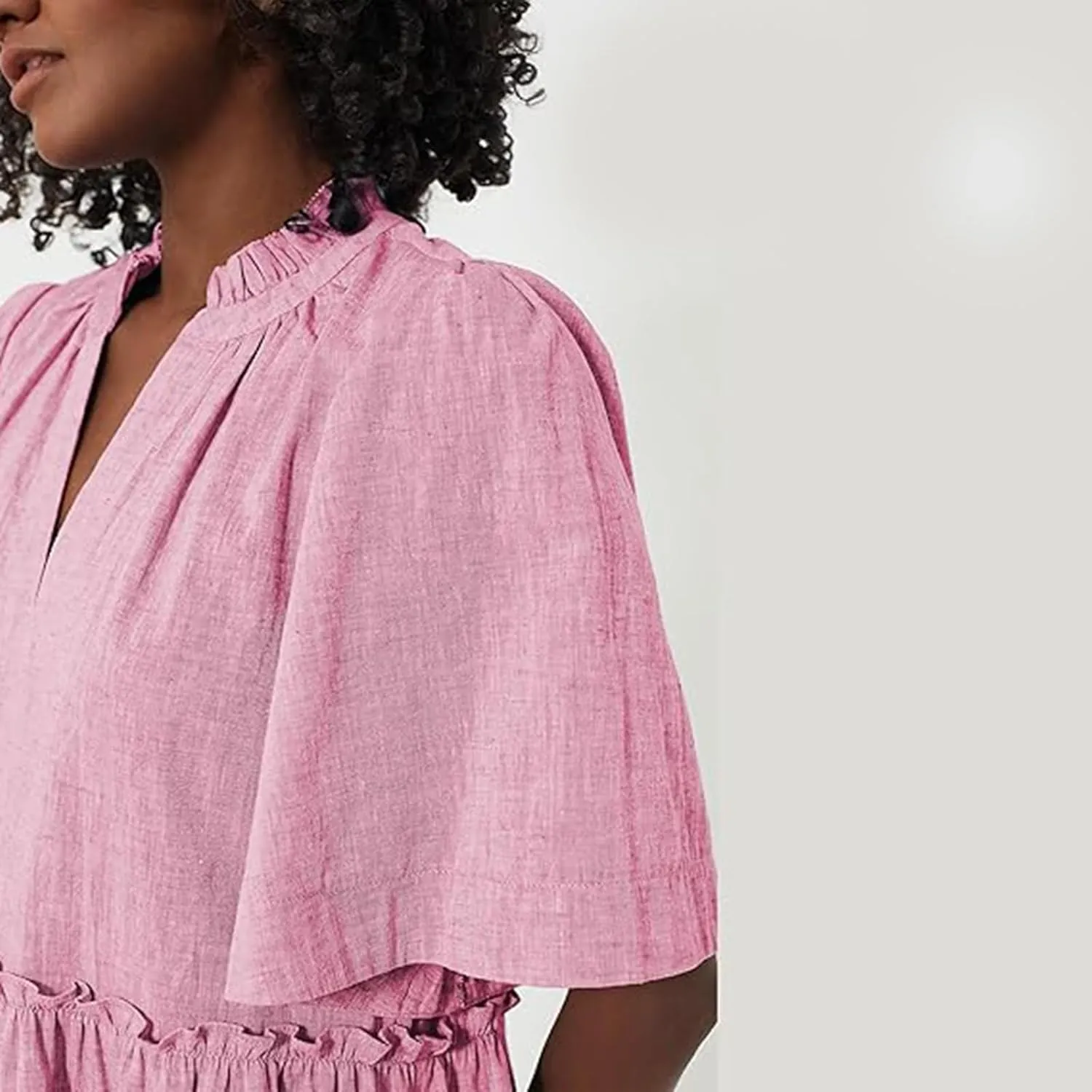 IMISSILLEB Women Summer Babydoll Dress Flutter Sleeve V Neck Tiered Short Sundress Casual Loose Flowy Collared Mini Dress