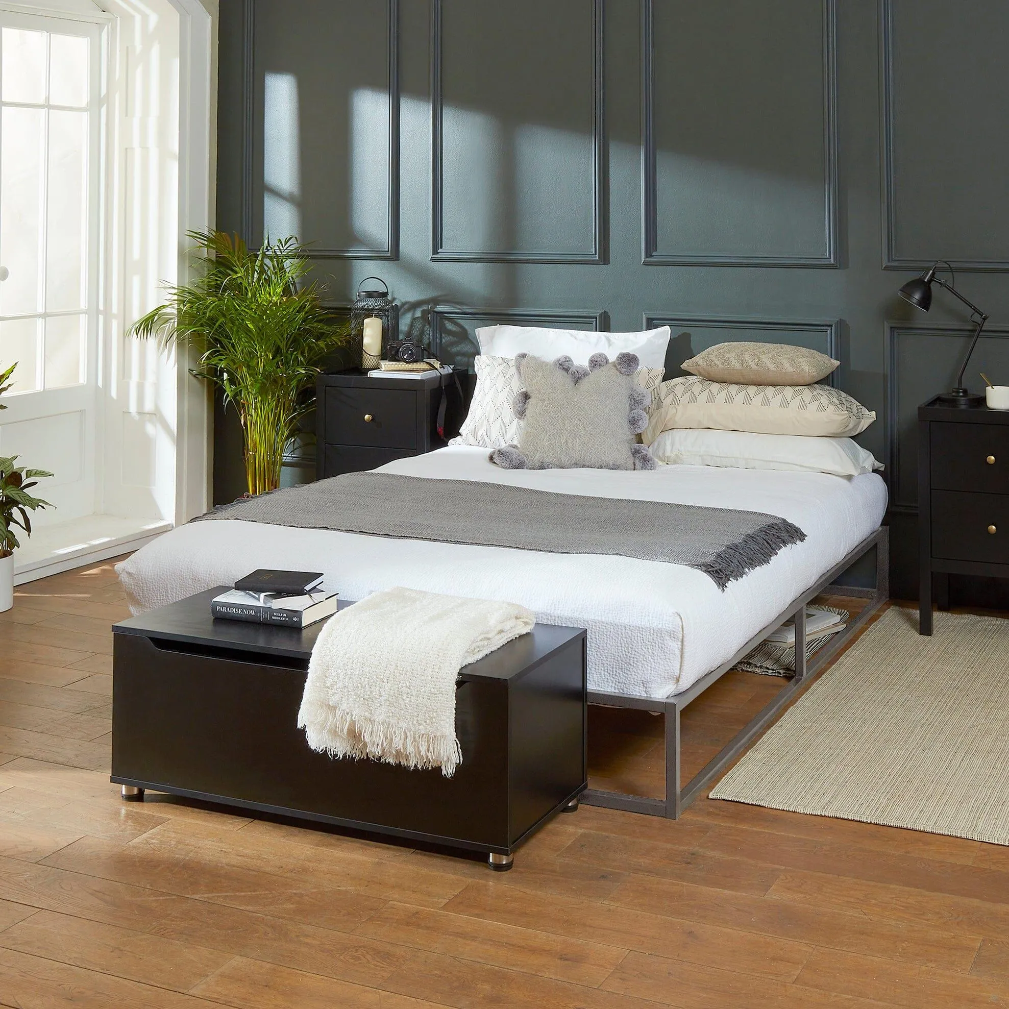 Indy Double Platform Bed - Grey Metal