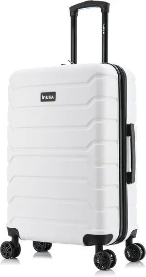 InUSA TREND Luggage with Spinner Wheels | Durable lightweight Hardside Suitcase, Travel bag with Handle and Trolley, 24-Inch Medium Checked luggage | White