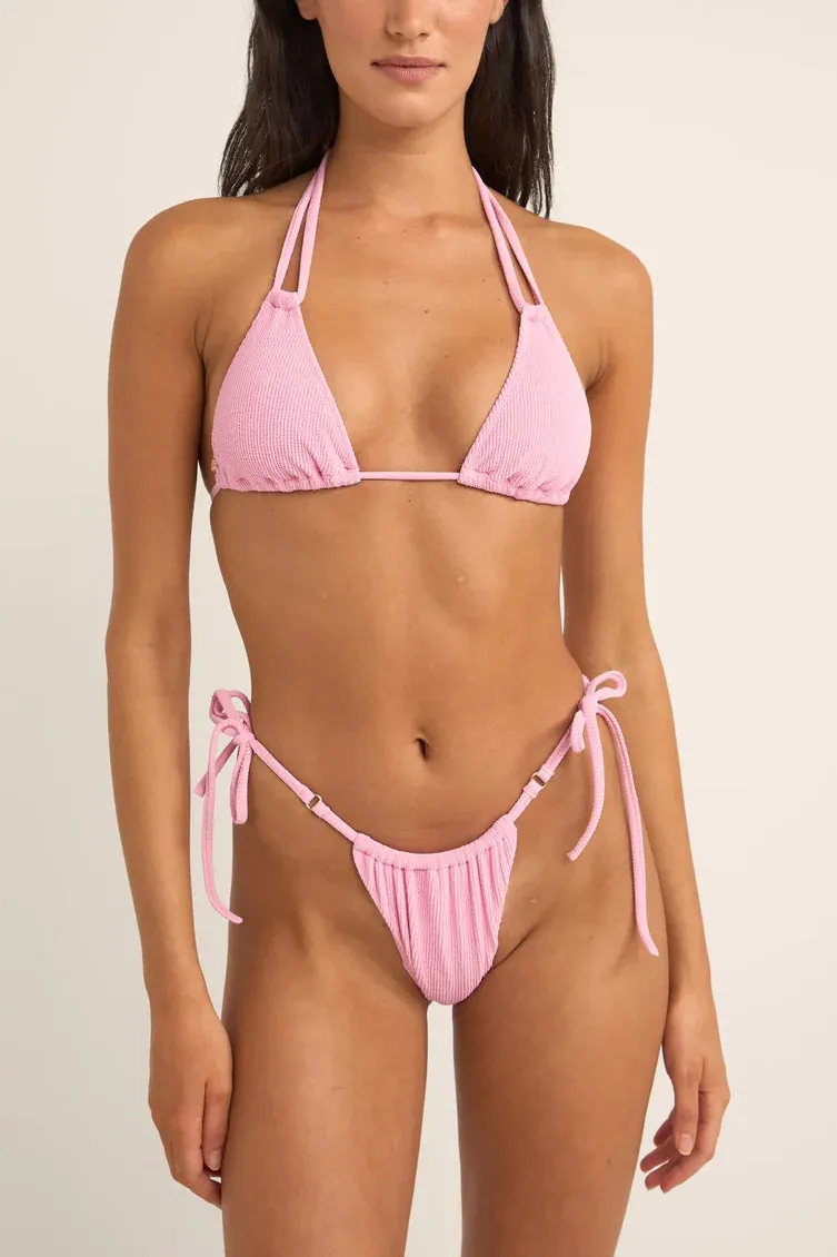 Isa Rib Double Strap Tri Top- Pink