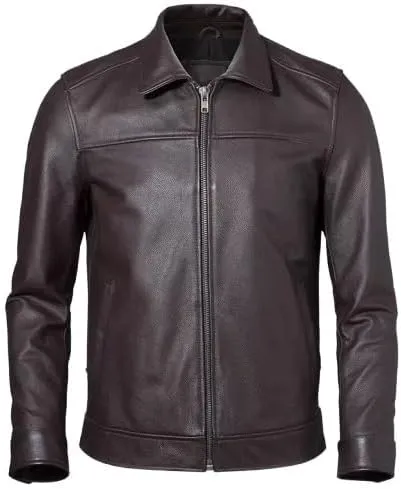 Isaac & David Chicago Men's New Black/Brown Lambskin Leather Classic Open Bottom Jacket Motorcycle Vintage Racing Jacket