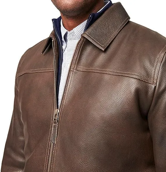 Isaac & David Chicago Men's New Black/Brown Lambskin Leather Classic Open Bottom Jacket Motorcycle Vintage Racing Jacket