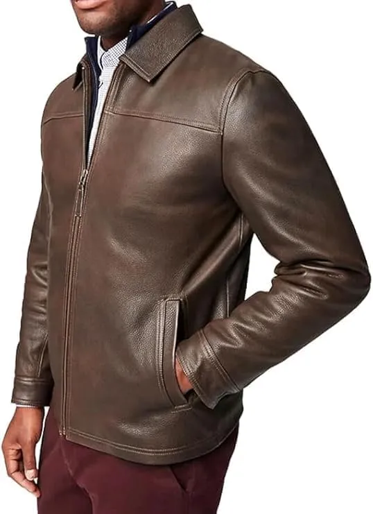 Isaac & David Chicago Men's New Black/Brown Lambskin Leather Classic Open Bottom Jacket Motorcycle Vintage Racing Jacket