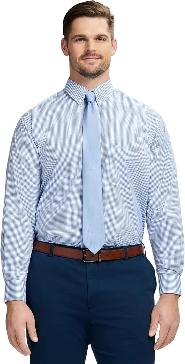 IZOD Men's Big and Tall Dress Shirt Long Sleeve Wrinkle Free Stretch Button Down Collar