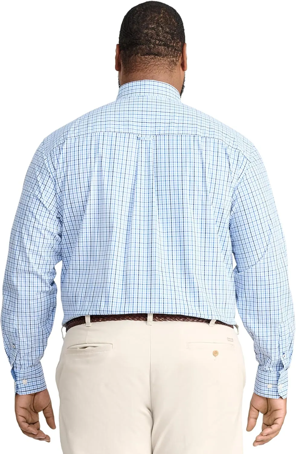 IZOD Men's Big and Tall Performance Comfort Long Sleeve Plaid Button Down