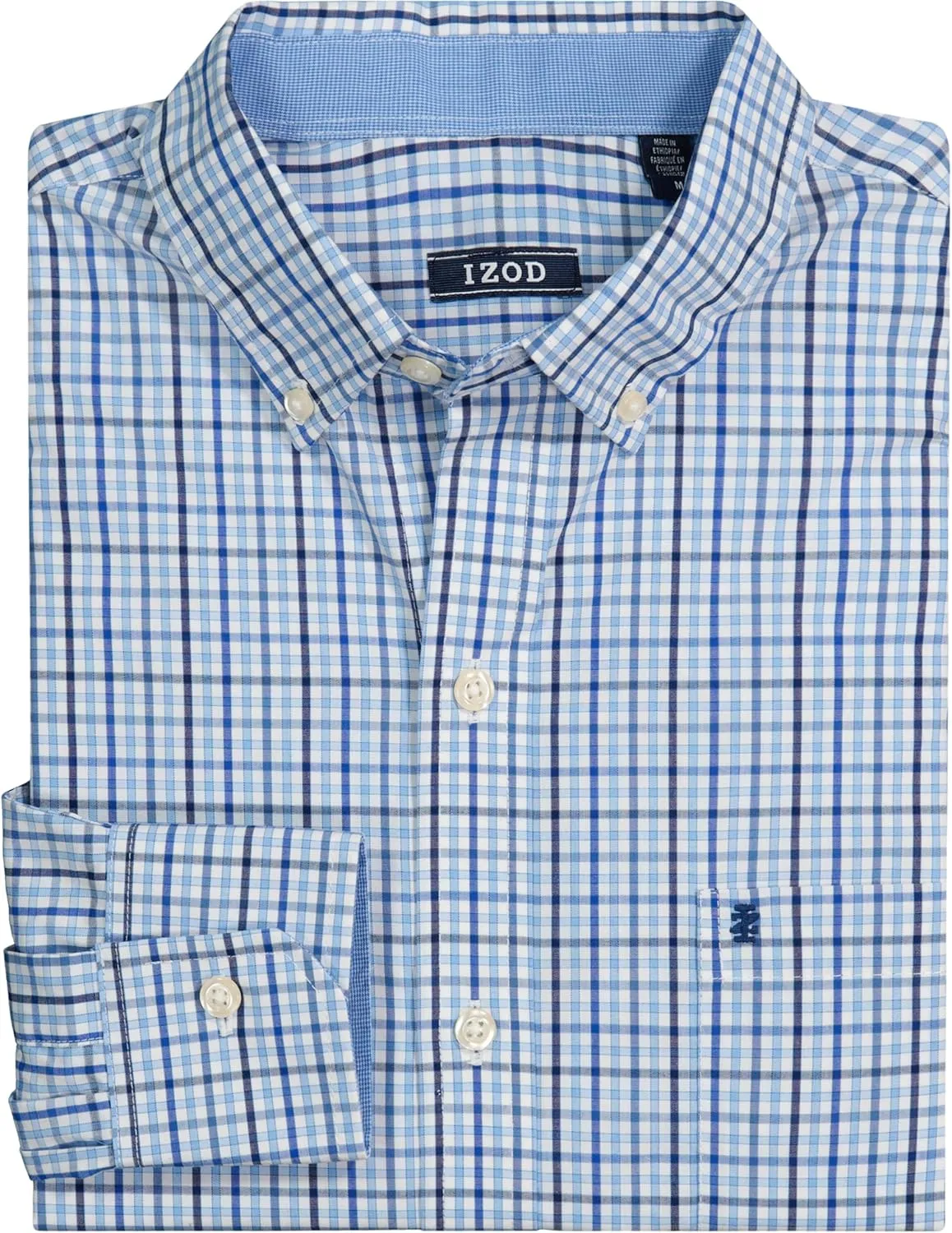 IZOD Men's Big and Tall Performance Comfort Long Sleeve Plaid Button Down