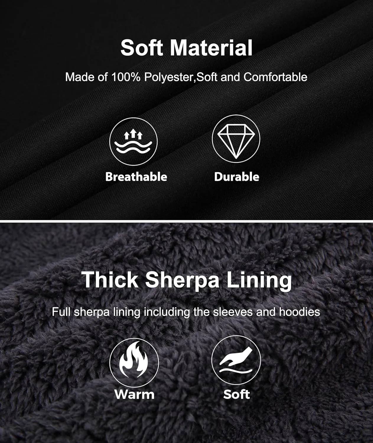 JACKETOWN Men Zip Up Hoodies Winter Fleece Jackets Coat Heavyweight Sherpa Lined Sweatshirt with Pockets