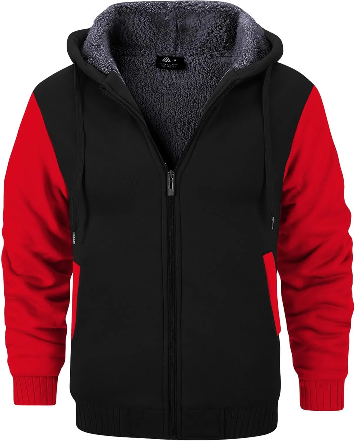 JACKETOWN Men Zip Up Hoodies Winter Fleece Jackets Coat Heavyweight Sherpa Lined Sweatshirt with Pockets