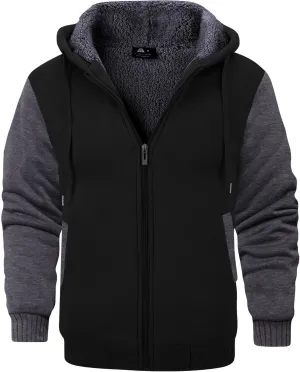 JACKETOWN Men Zip Up Hoodies Winter Fleece Jackets Coat Heavyweight Sherpa Lined Sweatshirt with Pockets