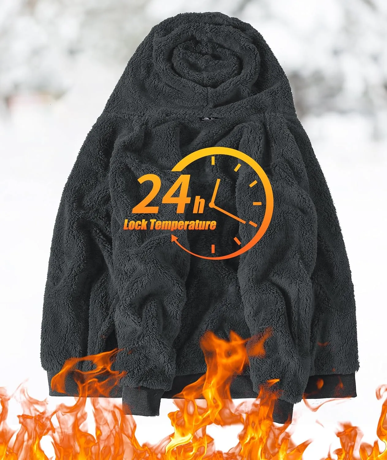 JACKETOWN Men Zip Up Hoodies Winter Fleece Jackets Coat Heavyweight Sherpa Lined Sweatshirt with Pockets