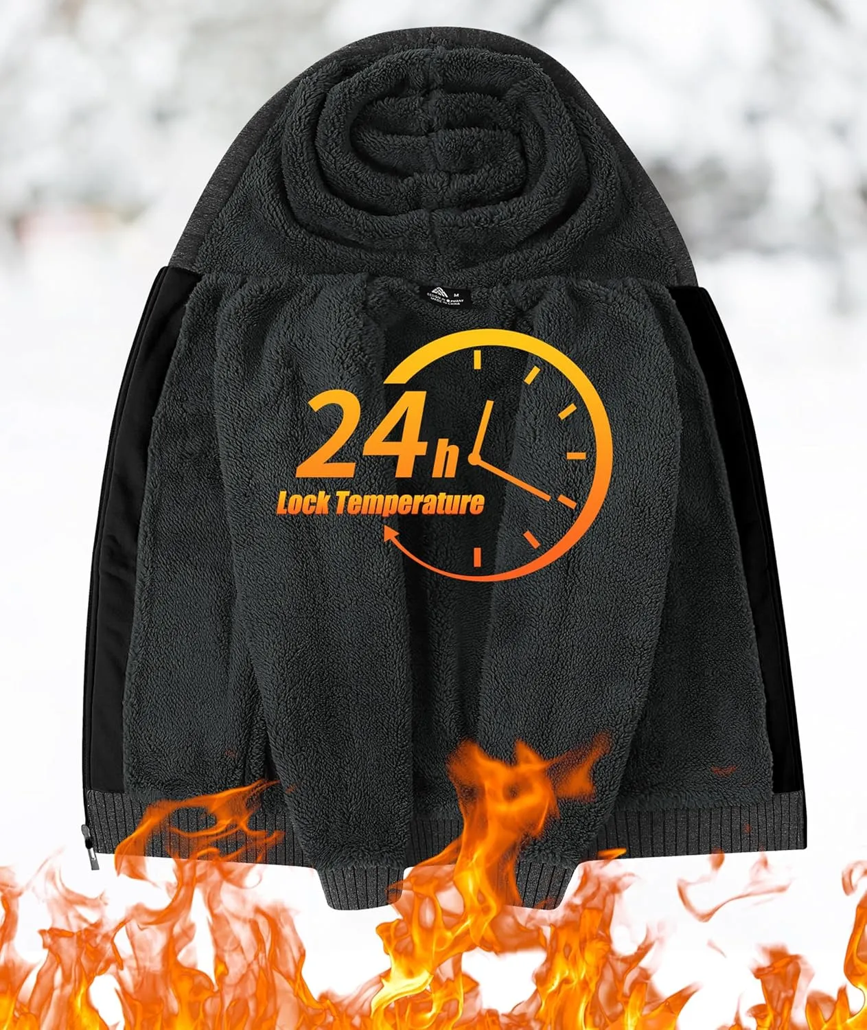 JACKETOWN Men Zip Up Hoodies Winter Fleece Jackets Coat Heavyweight Sherpa Lined Sweatshirt with Pockets