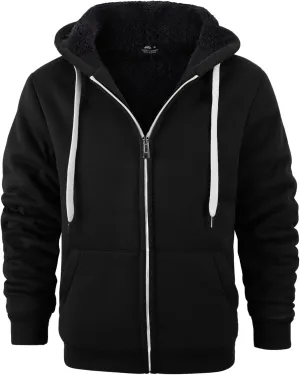 JACKETOWN Men Zip Up Hoodies Winter Fleece Jackets Coat Heavyweight Sherpa Lined Sweatshirt with Pockets