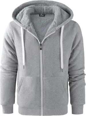 JACKETOWN Men Zip Up Hoodies Winter Fleece Jackets Coat Heavyweight Sherpa Lined Sweatshirt with Pockets
