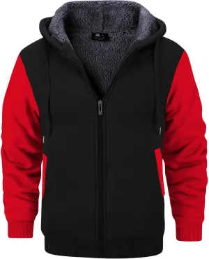 JACKETOWN Men Zip Up Hoodies Winter Fleece Jackets Coat Heavyweight Sherpa Lined Sweatshirt with Pockets