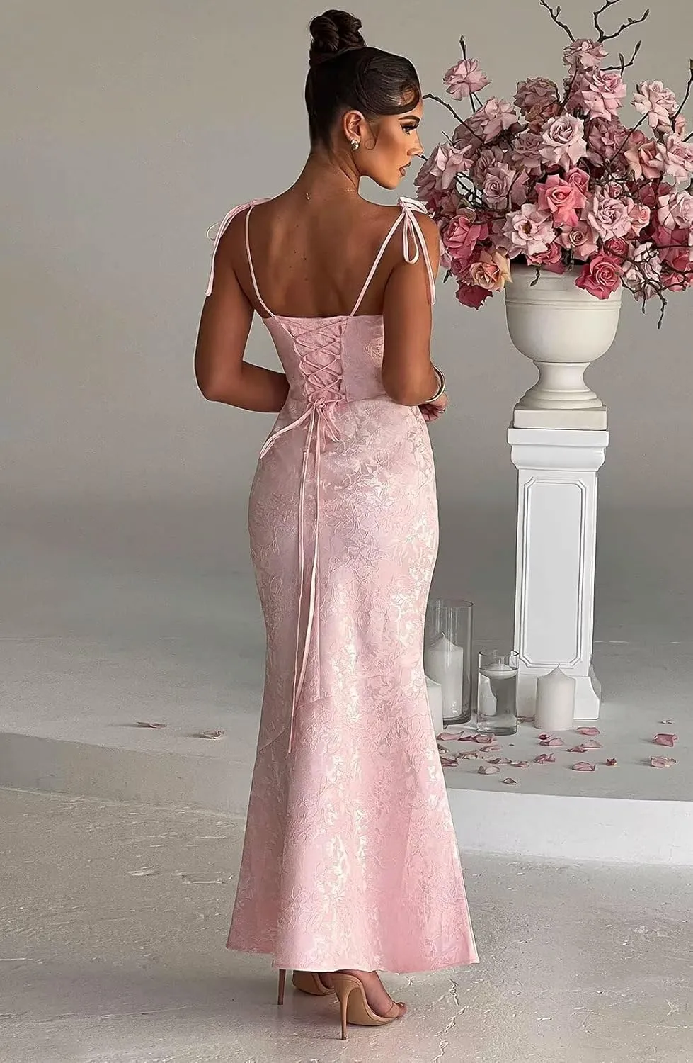 Jacquard Prom Ball Gown Dress Long for Women 2025 Adjustable Straps Mermaid Formal Evening Party Dress