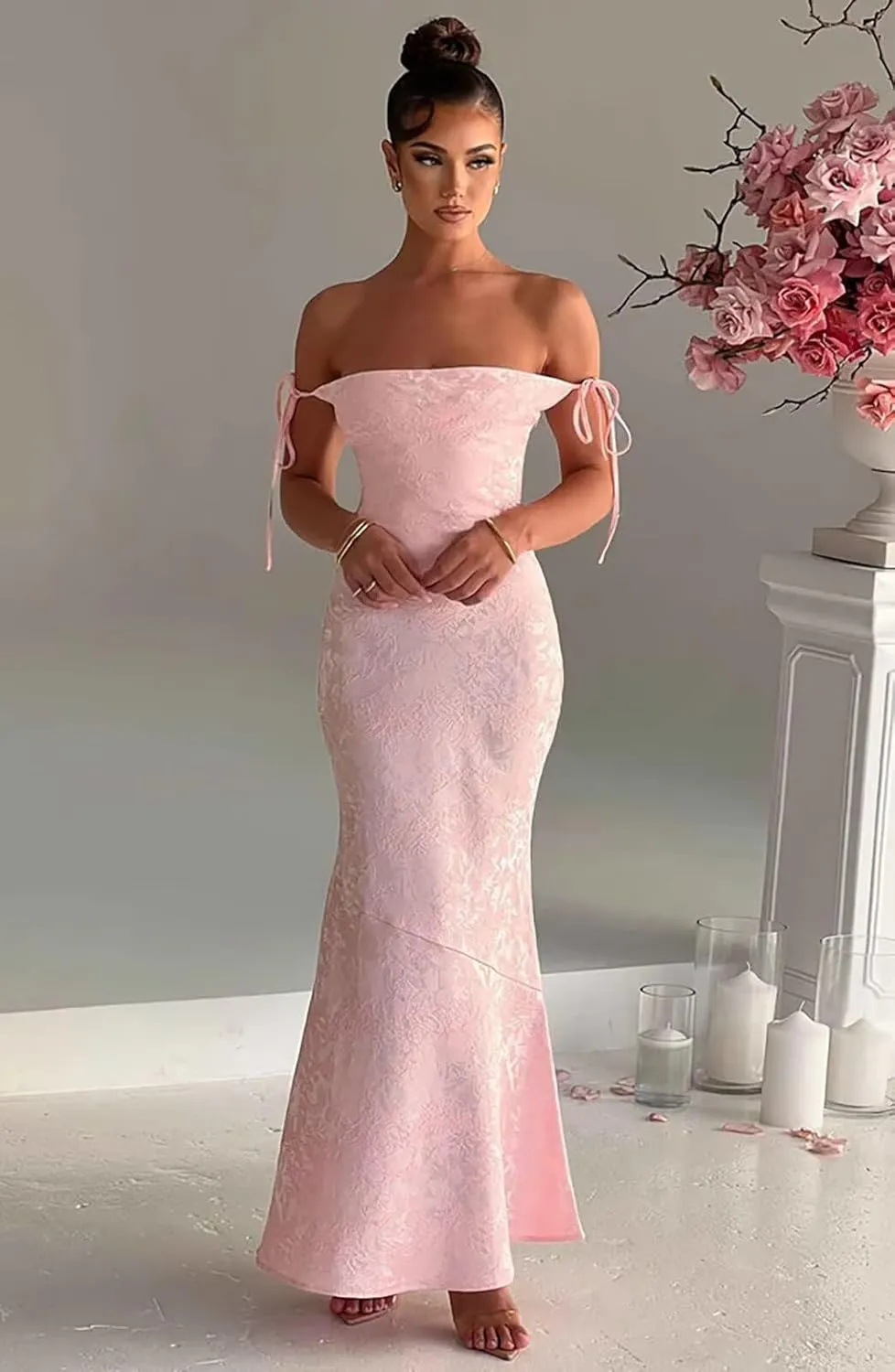 Jacquard Prom Ball Gown Dress Long for Women 2025 Adjustable Straps Mermaid Formal Evening Party Dress