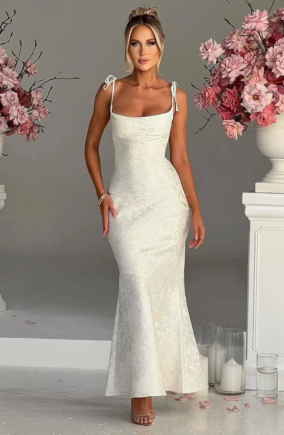 Jacquard Prom Ball Gown Dress Long for Women 2025 Adjustable Straps Mermaid Formal Evening Party Dress