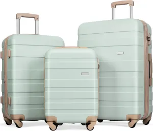 JCSD Avoid Overpacking with Expandable Hardshell Luggage Set, Durable ABS Material, Spinner Wheels for Easy Transport, Includes 20", 24", 28" Suitcases, Green