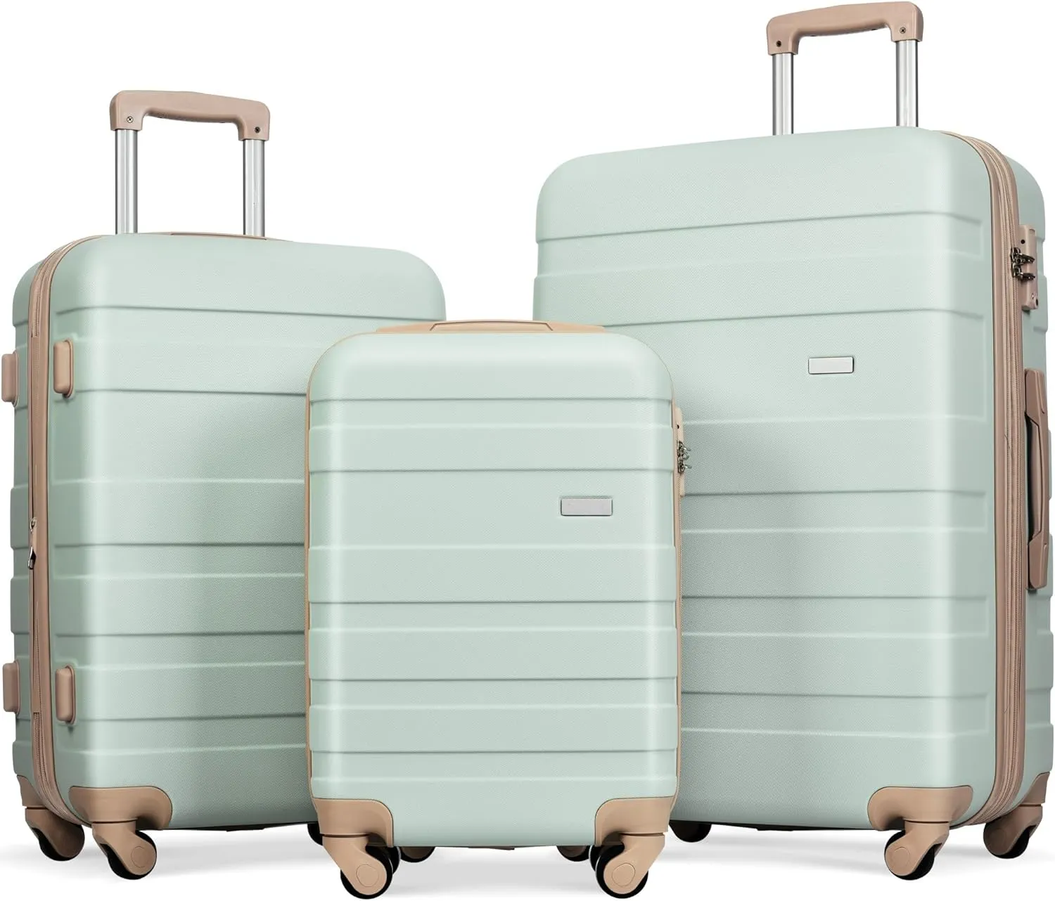 JCSD Avoid Overpacking with Expandable Hardshell Luggage Set, Durable ABS Material, Spinner Wheels for Easy Transport, Includes 20", 24", 28" Suitcases, Green