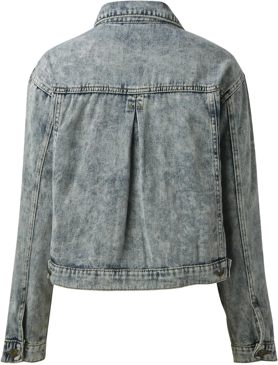 Jeans Jackets for Women Solid Long Sleeve Oversized Button Down Trendy Casual Comfort Denim Jackets Fall Coat Tops