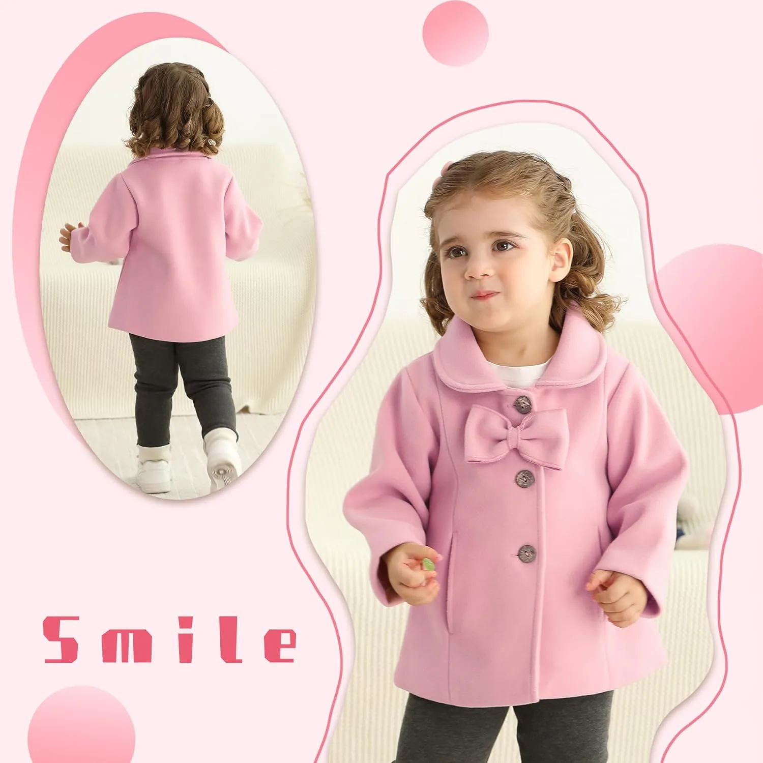 JEELLIGULAR Toddler Baby Girl Coats Kids Cloak Button Warm Thick Jacket Clothes Baby Fall Winter Outwear Clothes Set