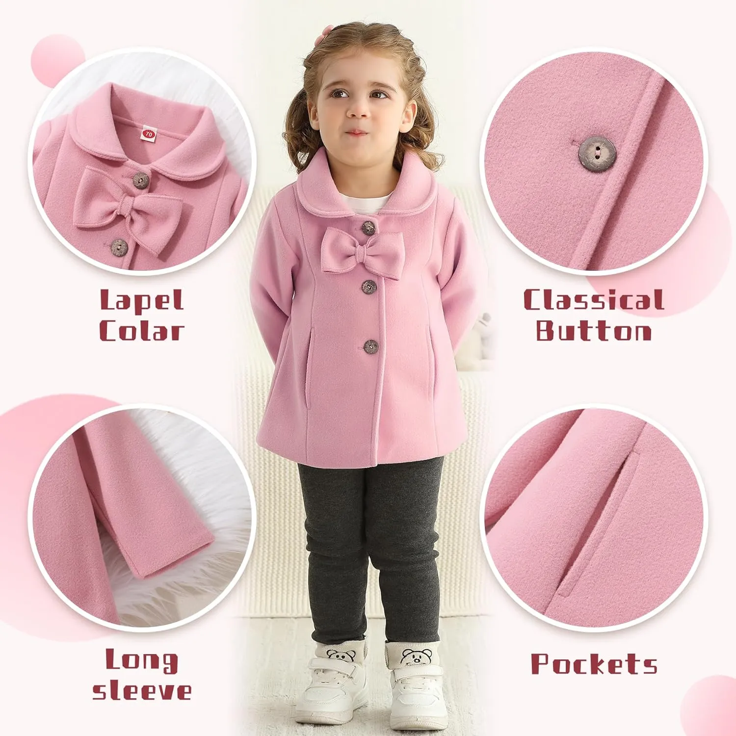 JEELLIGULAR Toddler Baby Girl Coats Kids Cloak Button Warm Thick Jacket Clothes Baby Fall Winter Outwear Clothes Set