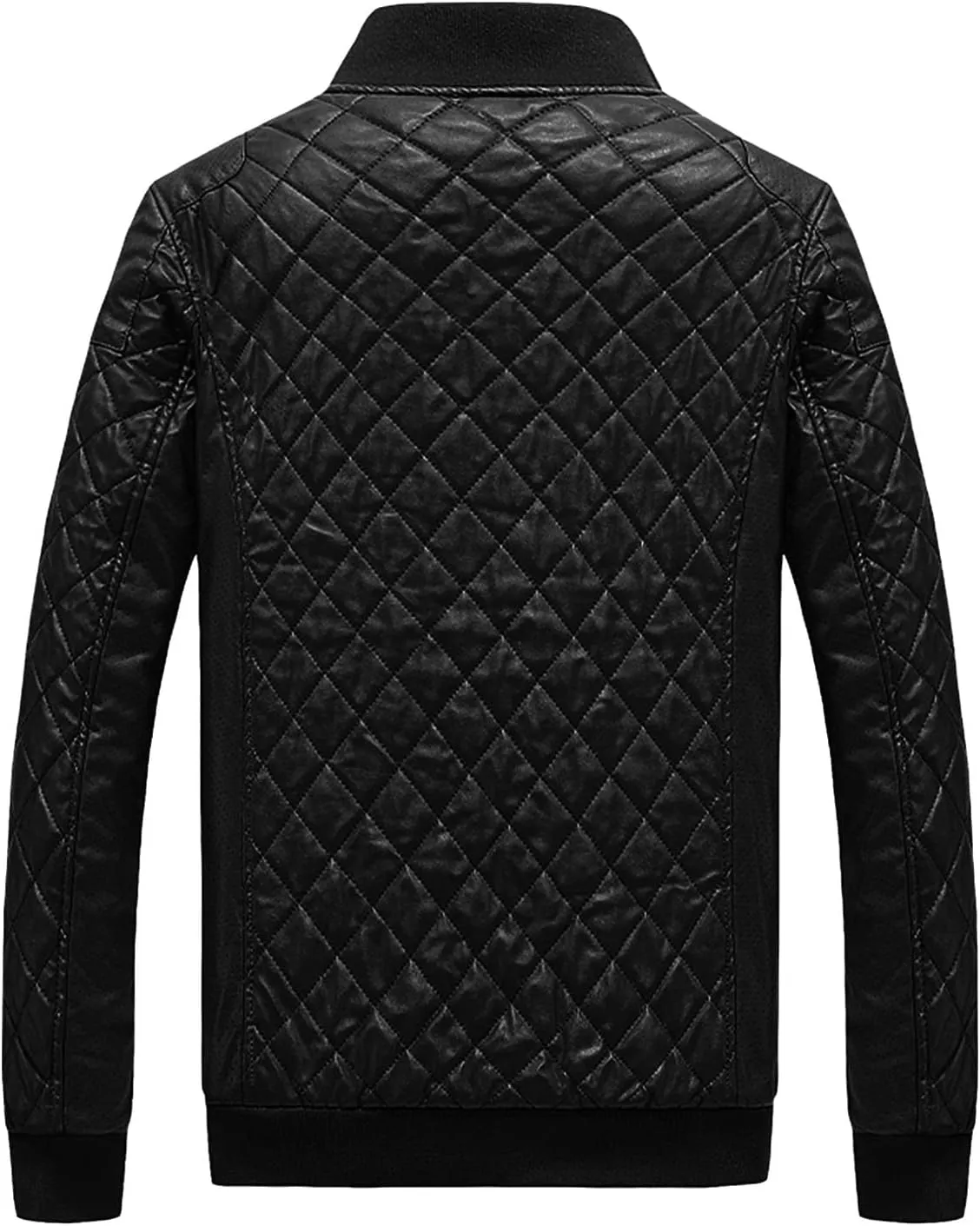 JEsilunmaMY Men's Diamond Quilted Jacket Zip Up Business Velvet Warm Leather Jackets Fall Winter Baseball Varsity Sportwear