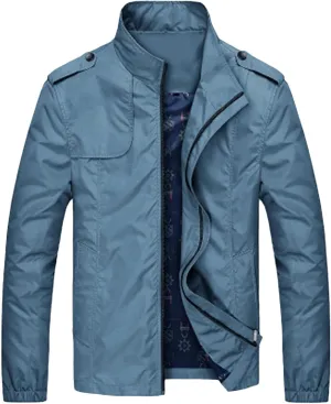 JEsilunmaMY Mens Jacket Windproof Trench Coat Stand Collar Zipper Spring Fall Windbreaker Casual Outdoor Military Army Jacket