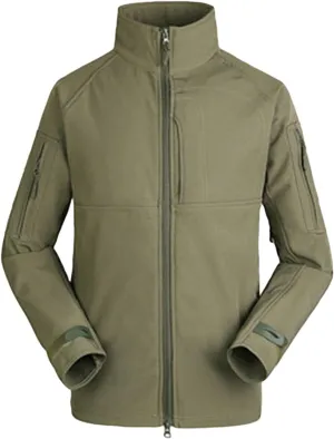 JEsilunmaMY Mens Softshell Outdoor Windbreaker Zip Long Sleeve Waterproof Rain Jacket Fall Windproof Tactical Military Coat