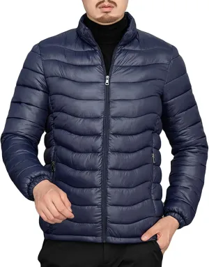JEsilunmaMY Men's Warm Cropped Down Jacket Lightweight Stand Collar Packable Puffer Jacket Fall Winter Padded Cotton Coat
