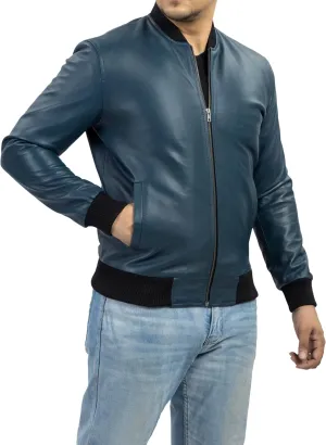 Jild Varsity Style Leather Bomber Jacket Men - Genuine Lambskin Men's Casual Fashion Classic MA-1 Leather Jacket