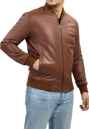 Jild Varsity Style Leather Bomber Jacket Men - Genuine Lambskin Men's Casual Fashion Classic MA-1 Leather Jacket