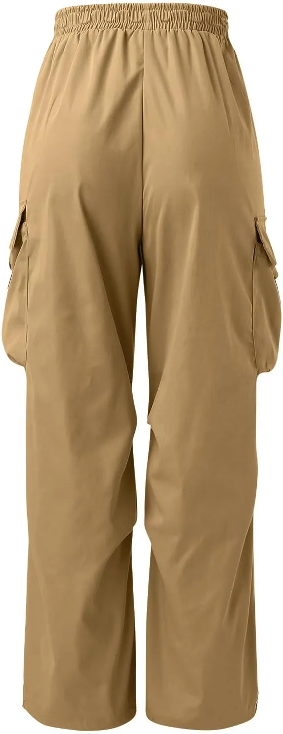 Joggers Men Loosening Waist Solid Color Pocket Trousers Loose Sports Trousers Linen Nylon Track Pants