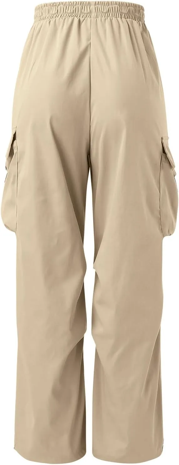 Joggers Men Loosening Waist Solid Color Pocket Trousers Loose Sports Trousers Linen Nylon Track Pants