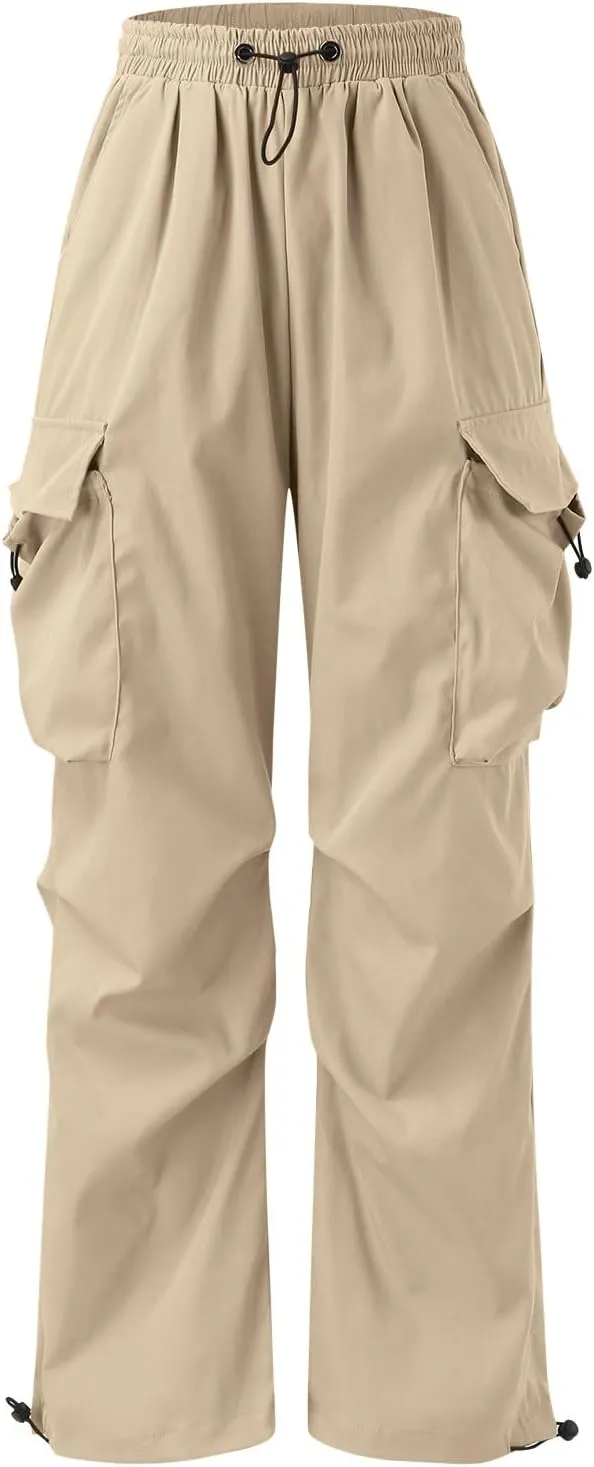 Joggers Men Loosening Waist Solid Color Pocket Trousers Loose Sports Trousers Linen Nylon Track Pants