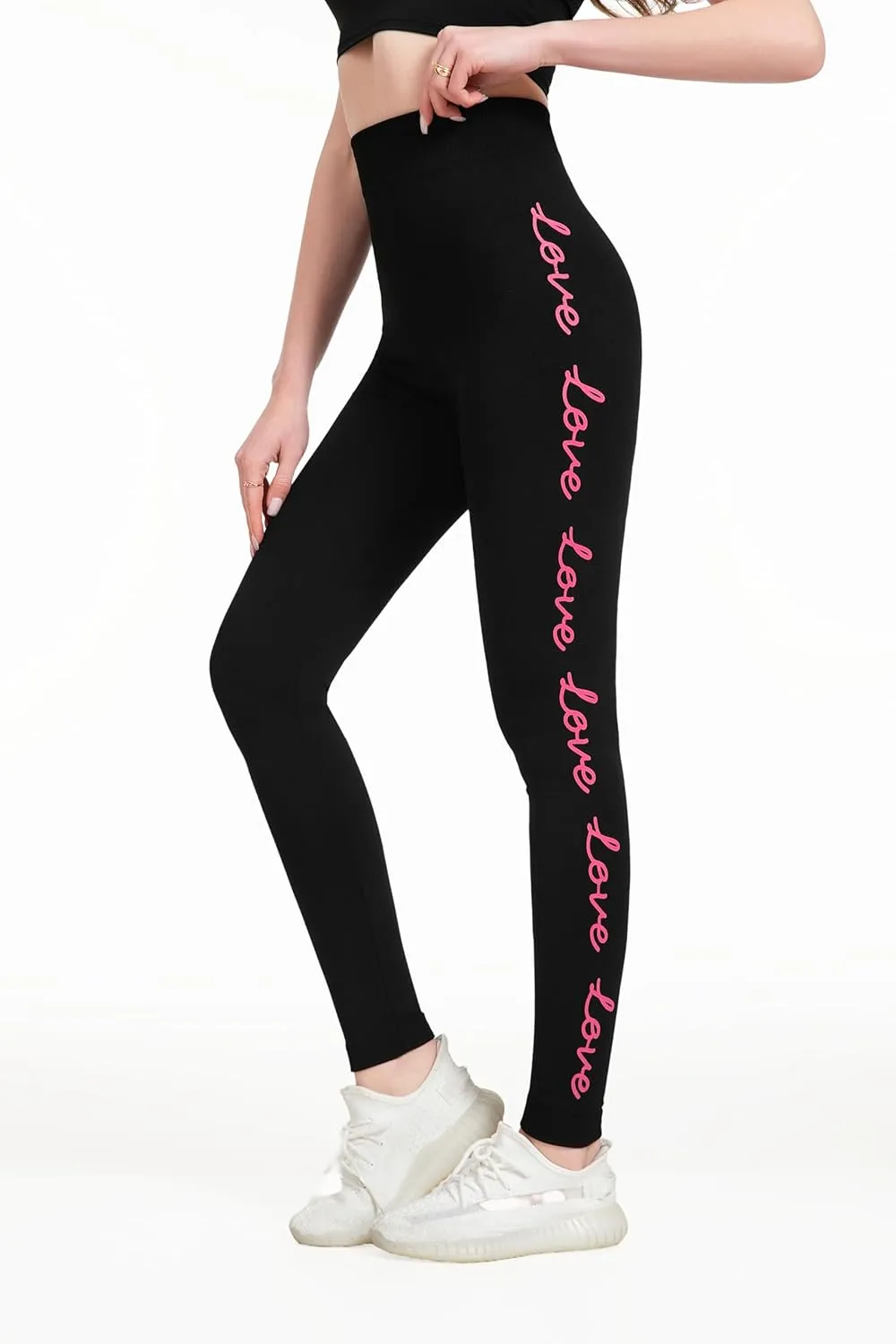 just one Womens High-Waisted Leggings; Coordinated 4-Pack Designs for Workout, Lounging, and Everyday Comfort.