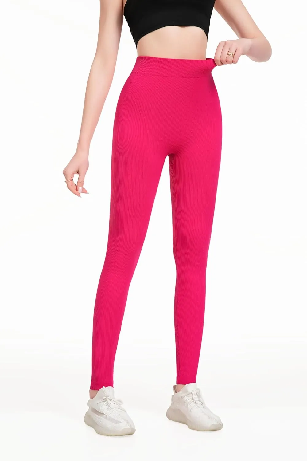 just one Womens High-Waisted Leggings; Coordinated 4-Pack Designs for Workout, Lounging, and Everyday Comfort.