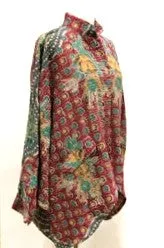 Kantha Cotton Embroidered Tunic: Best Seller (Green/Red)