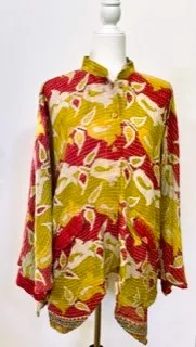 Kantha Cotton Embroidered Tunic: Best Seller (Lime/Wine) New Print