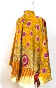 Kantha Cotton Embroidered Tunic: Best Seller (Yellow/Pink) New Print